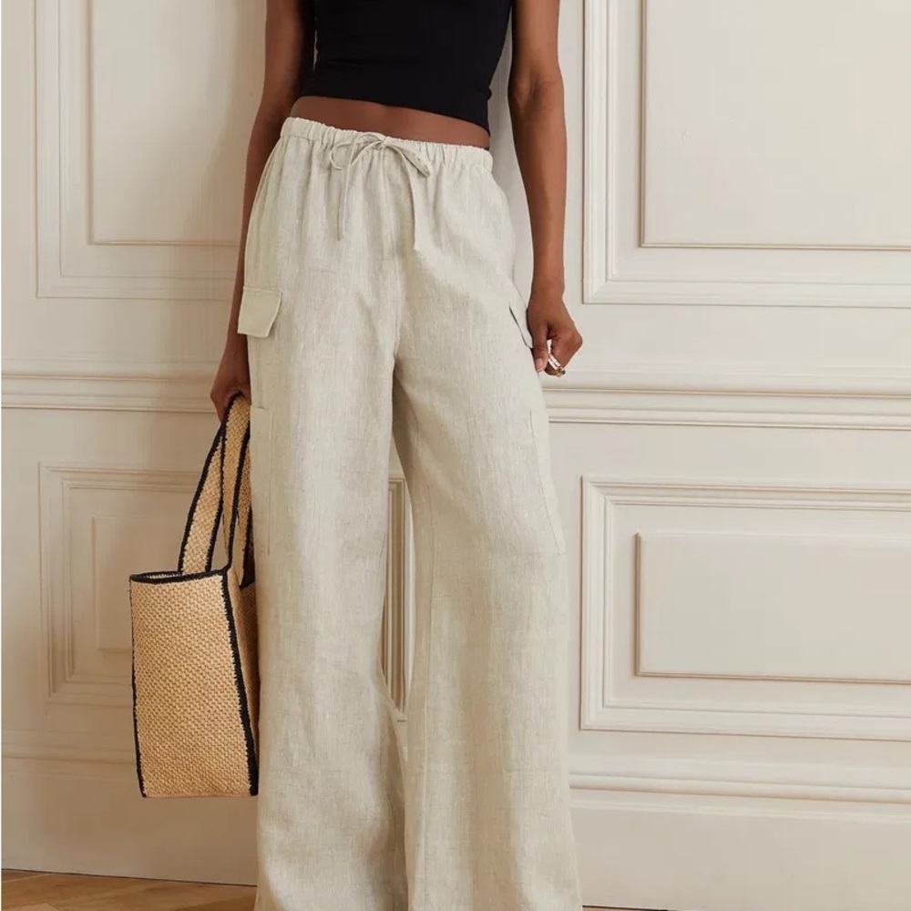 Ethan Linen Wide-Leg Cargo Pants